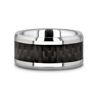 MAXIMUS Black Carbon Fiber Inlay Tungsten Carbide Wedding Band - 4mm - 12mm