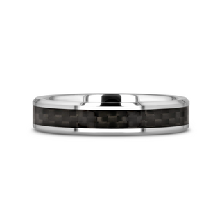 MAXIMUS Black Carbon Fiber Inlay Tungsten Carbide Wedding Band - 4mm - 12mm