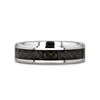 MAXIMUS Black Carbon Fiber Inlay Tungsten Carbide Wedding Band - 4mm - 12mm