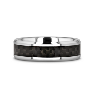 MAXIMUS Black Carbon Fiber Inlay Tungsten Carbide Wedding Band - 4mm - 12mm
