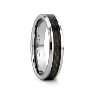 MAXIMUS Black Carbon Fiber Inlay Tungsten Carbide Wedding Band - 4mm - 12mm