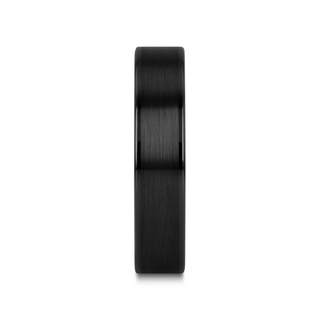 OCTAVIUS Flat Black Ceramic Ring with Brushed Center & Polished Edges - 4mm - 12mm