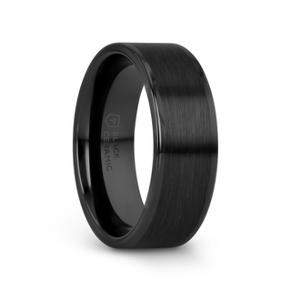 OCTAVIUS Flat Black Ceramic Ring with Brushed Center & Polished Edges - 4mm - 12mm
