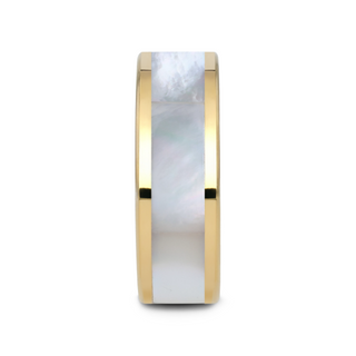 GRACE Gold-Plated Tungsten Wedding Band with White Abalone Inlay - 8mm