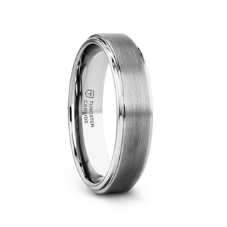 OPTIMUS Raised Center with Brush Finish Tungsten Ring - 4mm