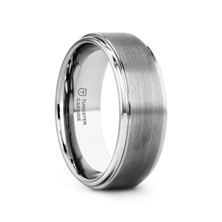 OPTIMUS Raised Center with Brush Finish Tungsten Ring - 4mm - 12mm