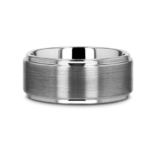 OPTIMUS Raised Center with Brush Finish Tungsten Ring - 4mm - 12mm