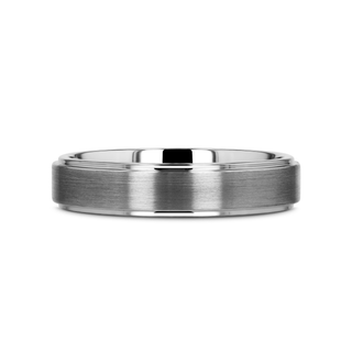 OPTIMUS Raised Center with Brush Finish Tungsten Ring - 4mm - 12mm