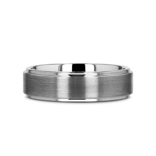 OPTIMUS Raised Center with Brush Finish Tungsten Ring - 4mm - 12mm