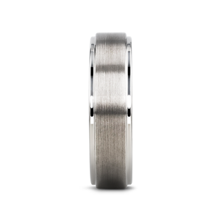 ORLOFF White Tungsten Ring with Raised Brush Finished Center - 6mm & 8mm