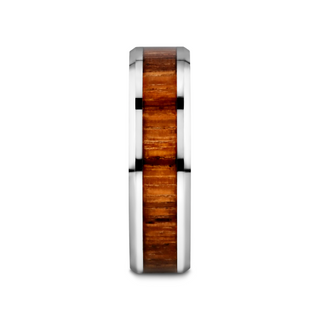 PALMALETTO Tungsten Carbide Ring with Beveled Edges and Real Zebra Wood Inlay - 4mm - 10mm