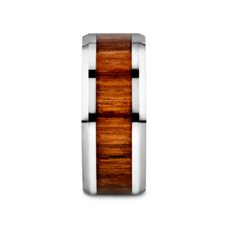 PALMALETTO Tungsten Carbide Ring with Beveled Edges and Real Zebra Wood Inlay - 4mm - 10mm