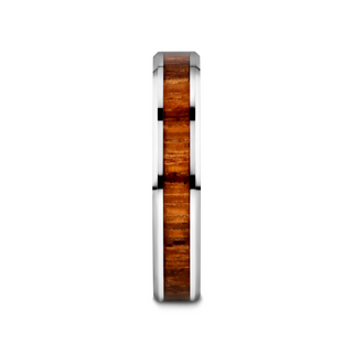 PALMALETTO Tungsten Carbide Ring with Beveled Edges and Real Zebra Wood Inlay - 4mm - 10mm