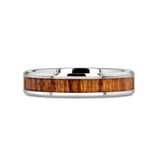 PALMALETTO Tungsten Carbide Ring with Beveled Edges and Real Zebra Wood Inlay - 4mm - 10mm