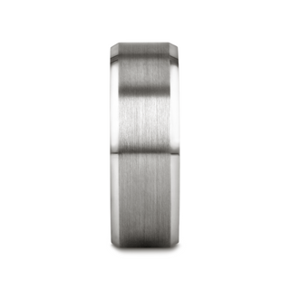 PETERSBURG Brushed Center White Tungsten Ring with Beveled Edges - 4mm - 10mm