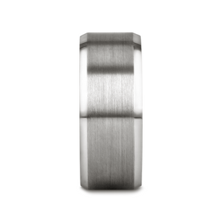 PETERSBURG Brushed Center White Tungsten Ring with Beveled Edges - 4mm - 10mm