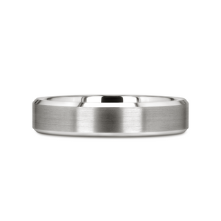 PETERSBURG Brushed Center White Tungsten Ring with Beveled Edges - 4mm - 10mm