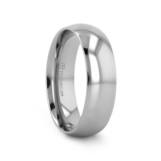 PETERSON Titanium Polished Finish Domed Men’s Wedding Band - 6mm & 8mm