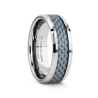 AUGUSTUS Blue Carbon Fiber Inlay Tungsten Carbide Band - 4mm - 10mm