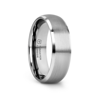 POLARIS Domed Brushed Finish Tungsten Ring with Polished Bevels - 6mm or 8mm