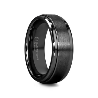 REVOLVE Black Tungsten Brushed Finish Spinner Polished Base Spinning Band - 6mm & 8mm