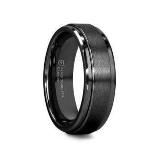 REVOLVE Black Tungsten Brushed Finish Spinner Polished Base Spinning Band - 6mm & 8mm