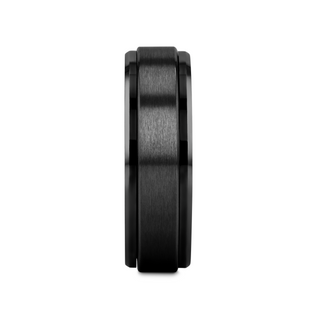 REVOLVE Black Tungsten Brushed Finish Spinner Polished Base Spinning Band - 6mm & 8mm