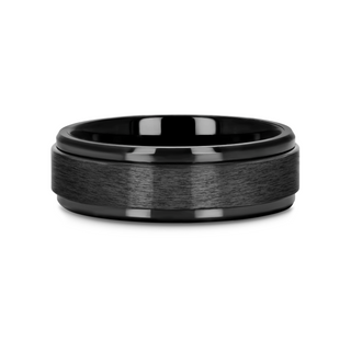 REVOLVE Black Tungsten Brushed Finish Spinner Polished Base Spinning Band - 6mm & 8mm