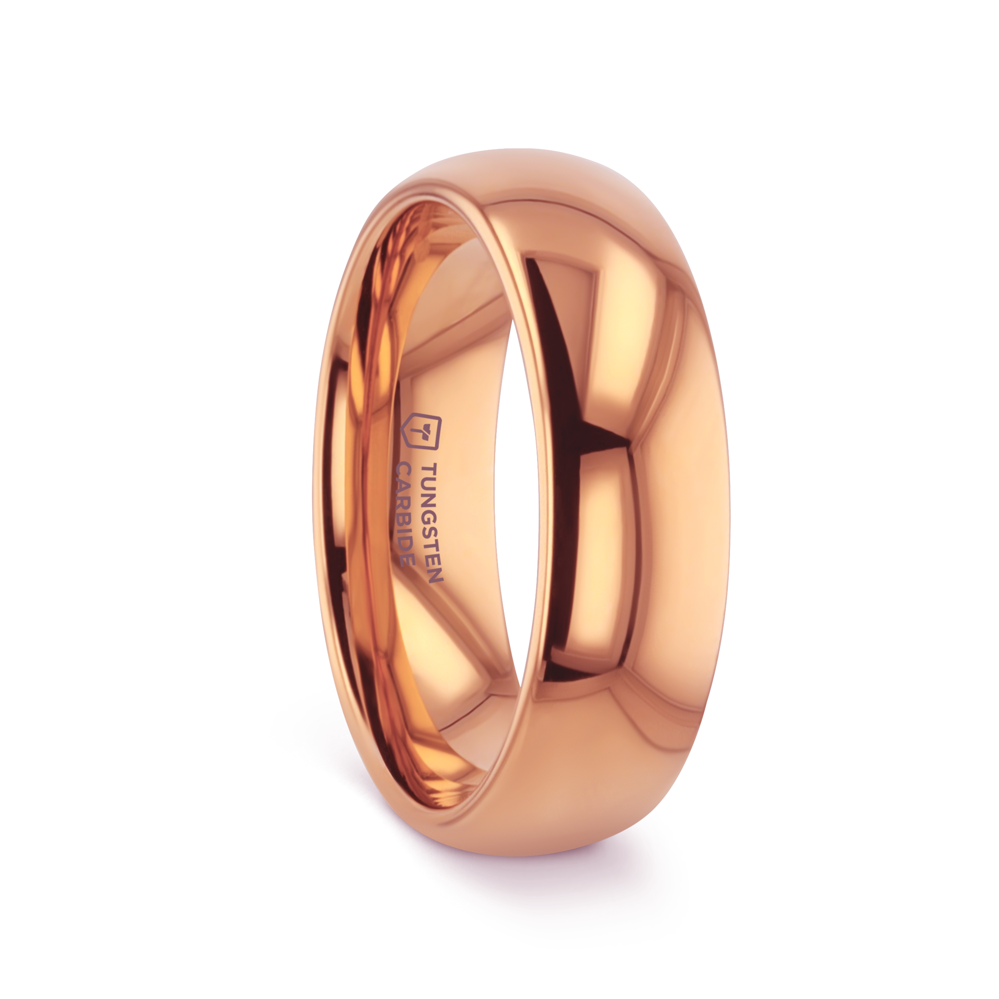 SOL Traditional Domed Rose Gold Plated Tungsten Carbide Wedding Ring 4mm 8mm