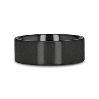 SAN BERNARDINO Brushed Finish Flat Black Titanium Men’s Wedding Band - 6mm & 8mm