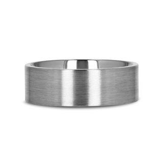 SOLAR Flat Profile Brushed Finish Men’s Titanium Wedding Band - 6mm & 8mm