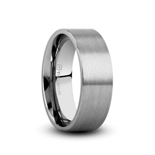 SOLAR Flat Profile Brushed Finish Men’s Titanium Wedding Band - 6mm & 8mm