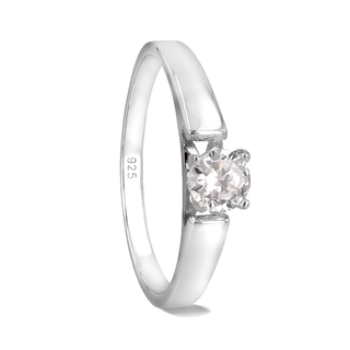 Solitaire Engagement Band with Cubic Zirconium Stone - 2mm