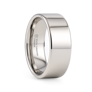 STOCKTON Flat Style White Tungsten Ring - 2mm - 12mm