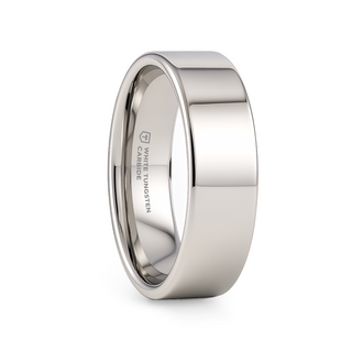 STOCKTON Flat Style White Tungsten Ring - 2mm - 12mm