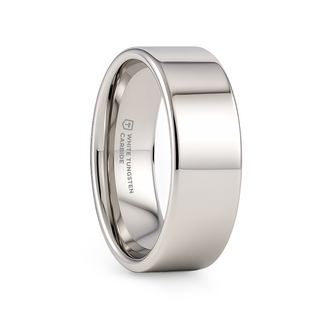 STOCKTON Flat Style White Tungsten Ring - 2mm - 12mm