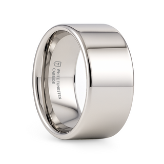 STOCKTON Flat Style White Tungsten Ring - 2mm - 12mm