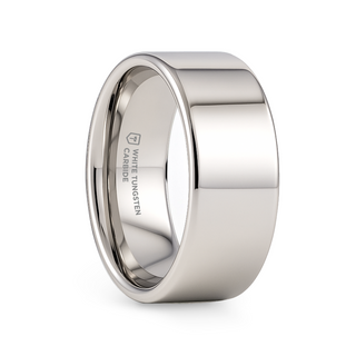 STOCKTON Flat Style White Tungsten Ring - 2mm - 12mm