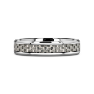 ULTIMUS Tungsten Carbide Ring with Beveled White Carbon Fiber Inlay - 4mm - 12mm