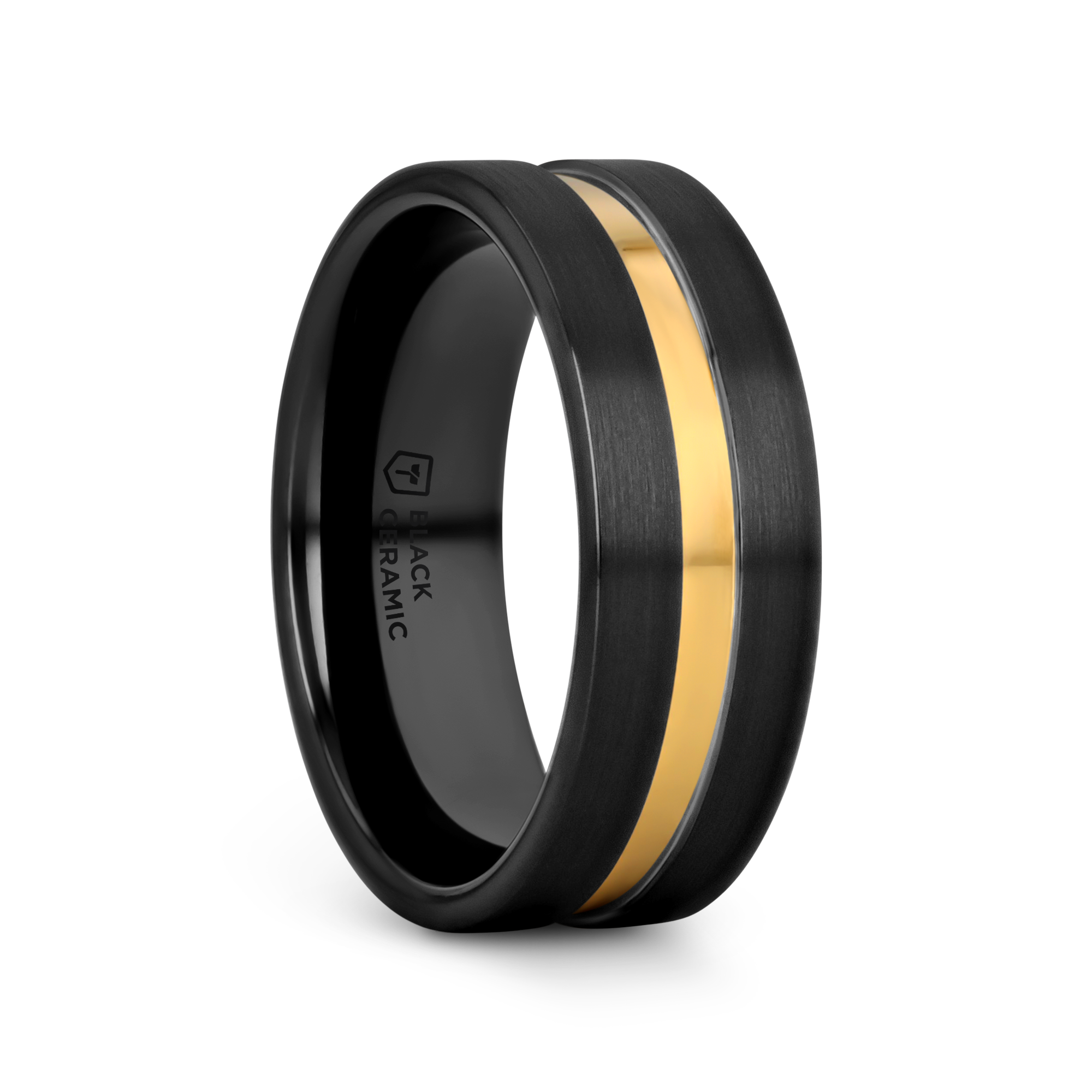Thorsten Wallace Black Ceramic Polished Finish Men’s Domed Wedding Ban IRVING | Ceramic Ring Textured Green Inlay \u2013 Aydins Jewelry