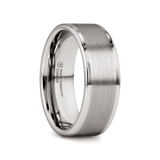 WAYNE Flat White Tungsten Wedding Band with Brushed Finished Center - 4mm - 8mm