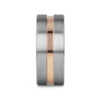 ZEUS Flat Brushed Finish Tungsten Carbide Ring with Rose Gold Plated Groove - 4mm - 10mm