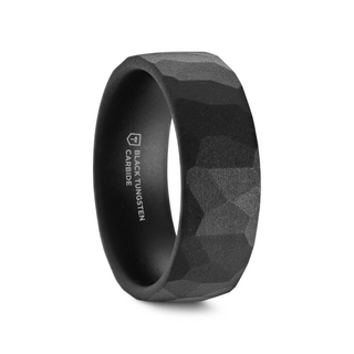 CHASM Black Tungsten Ring with Hammered Finish - 8mm