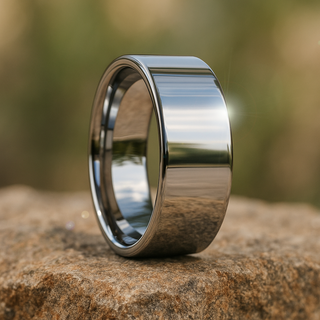 STOCKTON Flat Style White Tungsten Ring - 2mm - 12mm