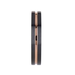 VENICE Black Ceramic Wedding Band with Rose Gold Groove - 4mm - 10mm - Thorsten Rings