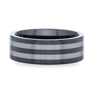 DIPLO Ceramic ring with Tungsten Inlay With Flat Polished Edges - Thorsten Rings